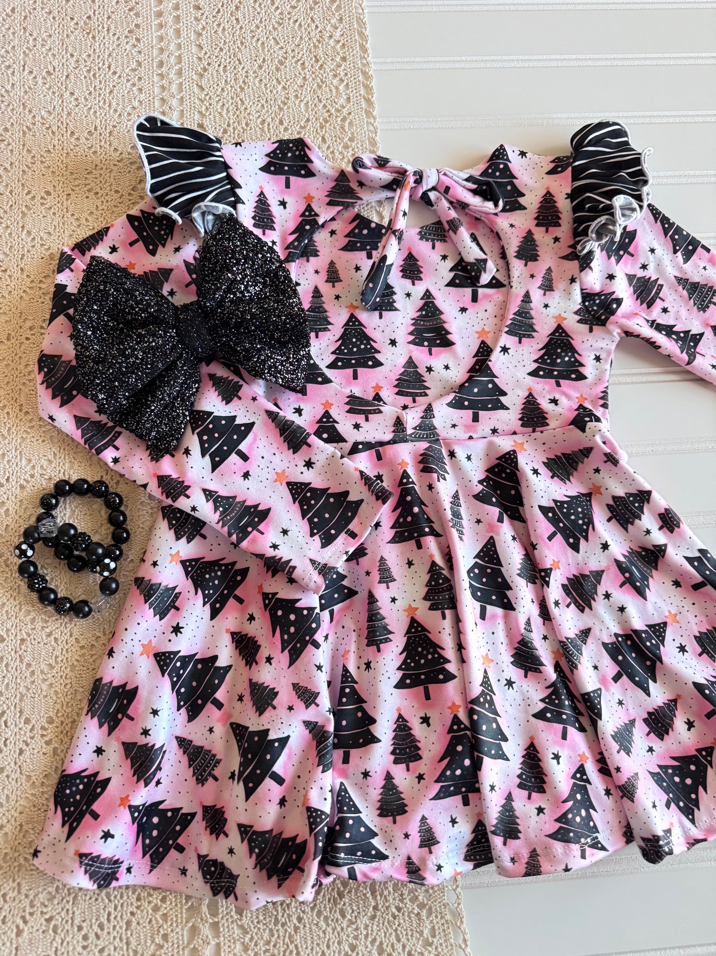 Christmas Tree Keyhole Peplum with Flutters