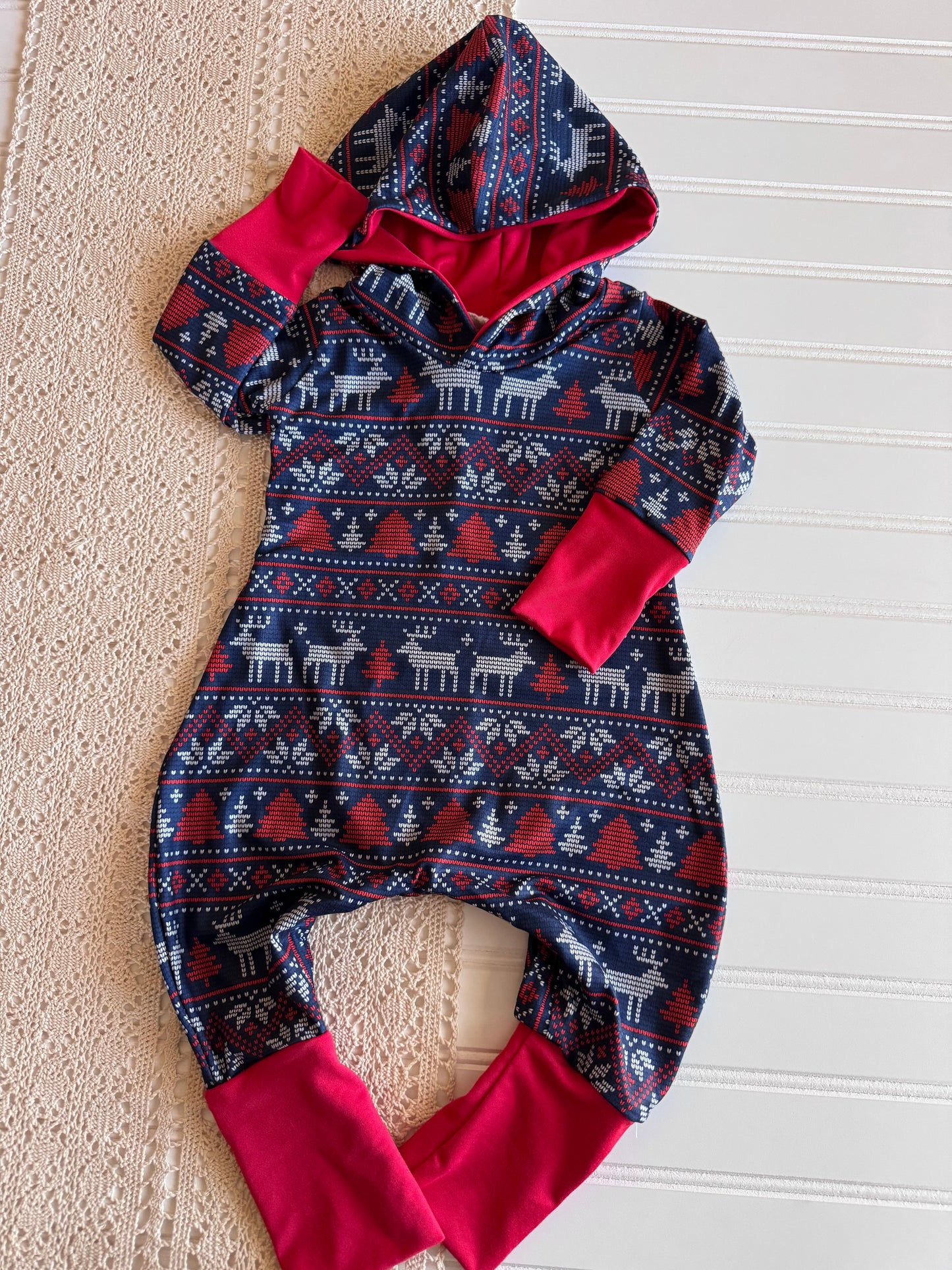 Christmas Sweater Romper with Snaps