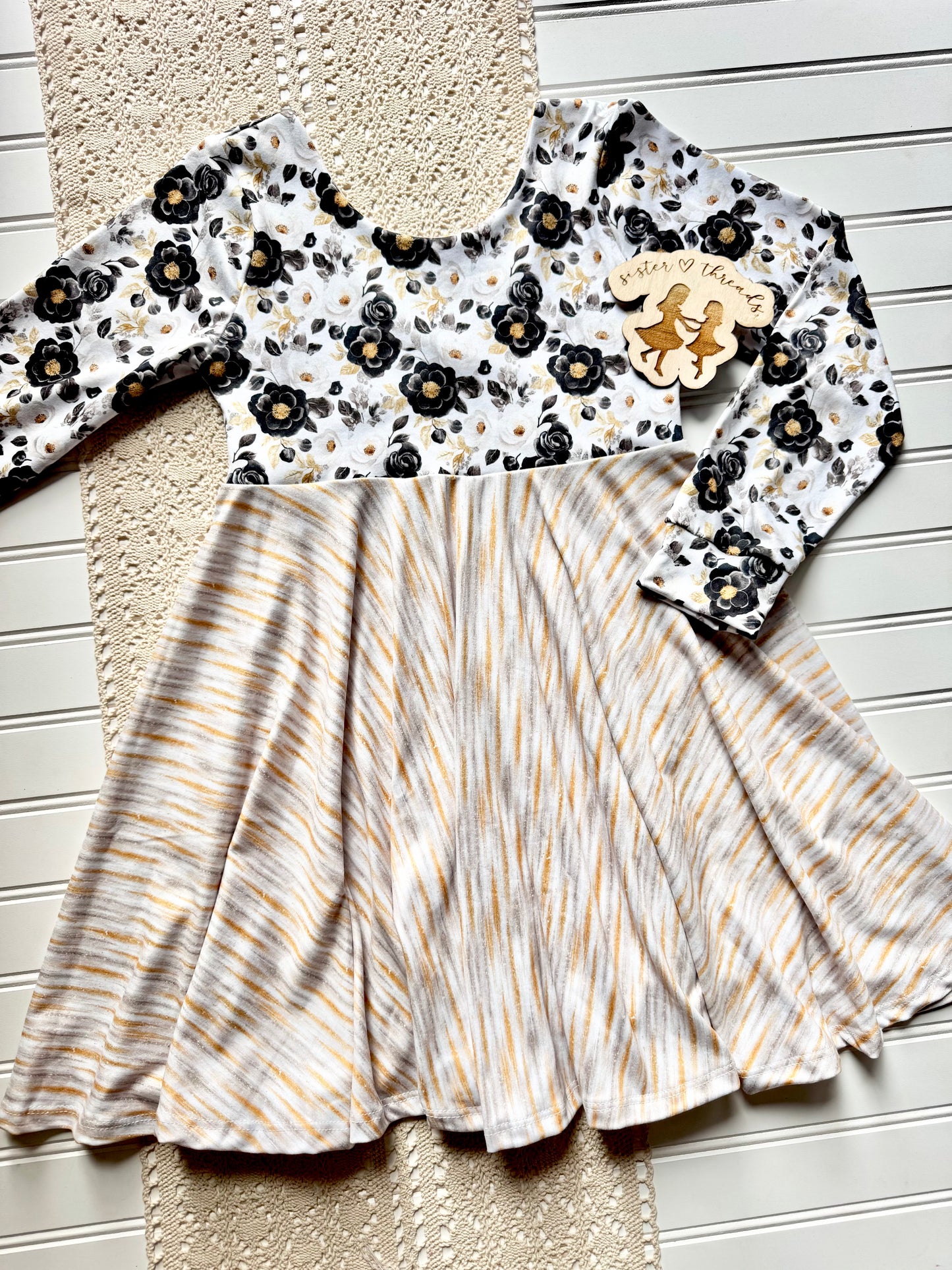 Small Black Floral - Brush Stroke Stripe Coordinate