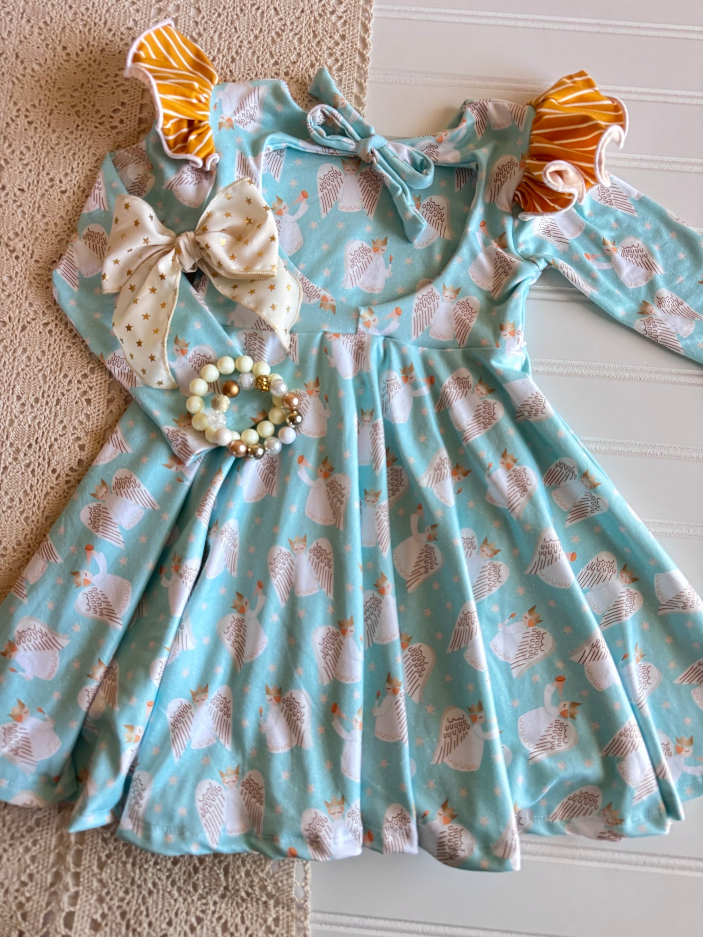 Angel Keyhole Dress with Flutters